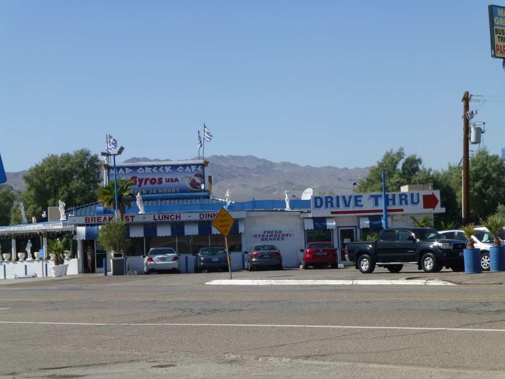 We change drivers in Baker, CA but do not stop at the Mad Greek for lunch.